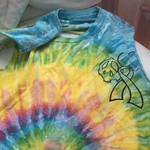 Tie dye cancer supporter rubbed back sleeveless